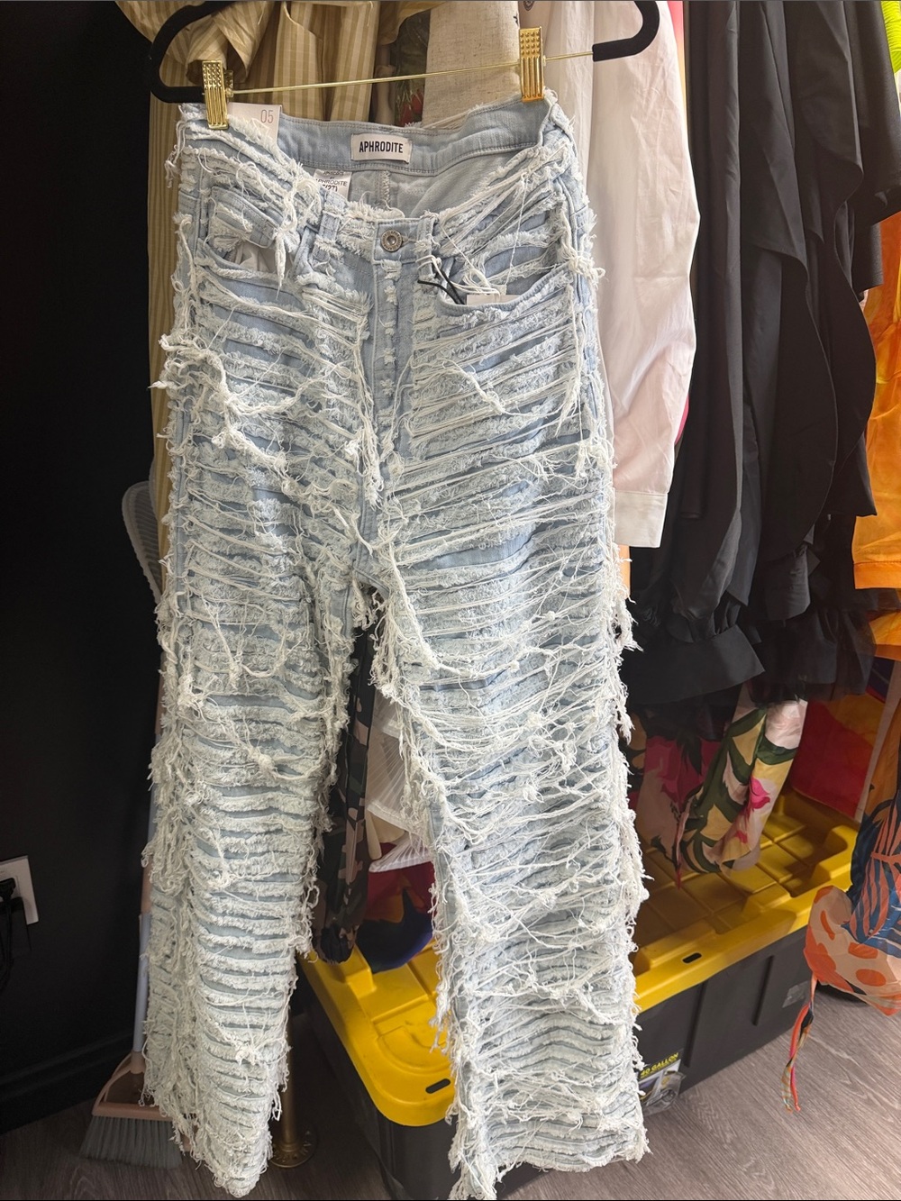 Aphrodite Women’s Light Blue Extreme Distressed Straight Leg Jeans
